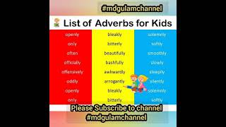 List of Adverbs For kids #short