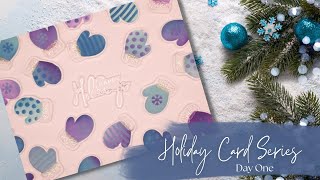 Holiday Card Series 2022  Day One: Floating Mittens Card using Pretty Pink Posh Layered Stencils