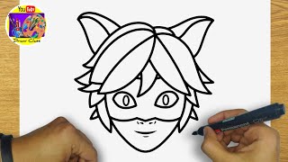 HOW TO DRAW CAT NOIR  - MIRACULOUS | EASY STEP BY STEP | DRAWING CAT NOIR TUTORIAL