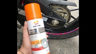 [có link sản phẩm giá rẻ] Chai xịt dưỡng sên REPSOL 400ml ít văng, dễ sử dụng | Tuấn Mai Vlogs