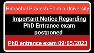 PhD Entrance exam postponed exam Date 09/05/2023