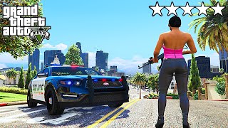 GTA 5 CRAZY GIRL FIVE STAR POLICE WANTED LEVEL RAMPAGE ESCAPE LOS SANTOS!