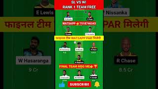 SL vs WI dream11 prediction today team || WI vs SL || Sri Lanka vs West Indies 2nd T20I || #dream11