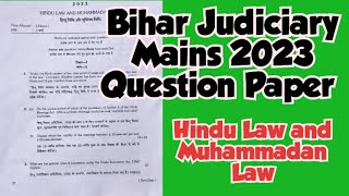 32nd Bihar Judicial Services Mains Question Paper || Hindu Law and Muhammadan Law || LAW EXPLORER