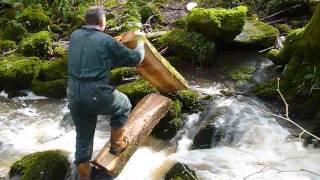 Crossing Wrenwood Stream with planks