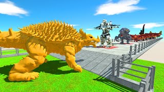 Anguirus Gold VS Team Ghidorah; Godzilla; Mechagodzilla - Animal Revolt Battle Simulator