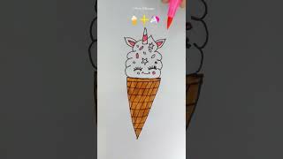 Creative art idea🍦➕🦄#satisfying #creativeartmix #artmix #satifingart #emojimix #art #shorts #unicorn