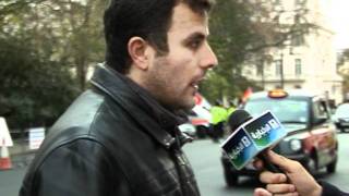 Demonstration at the Syrian embassy in London