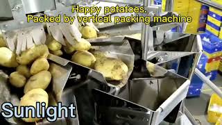 Packing potatoes! Professional packing machine for fresh food!