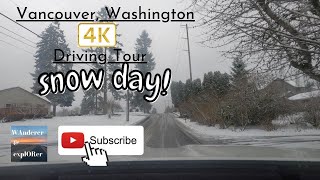 Vancouver, Washington | 4K 🚘 Driving Tour | Snow Day Dec 2021 ❄️