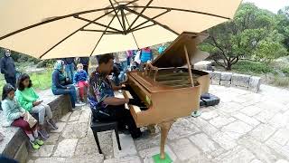 Kris Nicholson Rapid Fire Piano Playing at Flower Piano 2024 on Knabe Baby Grand Video 1