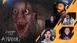 Gamers Reactions to the GAME OVER (JUMPSCARE) | Escape the Ayuwoki