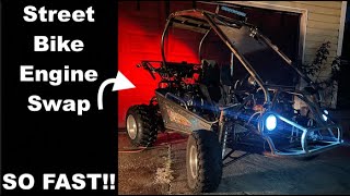 Go-Kart Restoration Project Part 5 (Heavily Modified) Street Bike engine Swap!