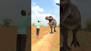 T-Rex attack and man jump airplane funny vfx magic video