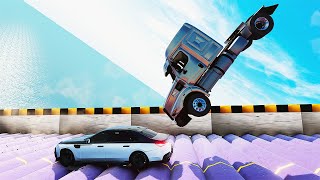 Cars VS Giant Pipe Stairs Challenge Driver   BeamNg Drive