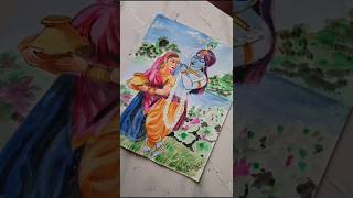 Radha Krishna painting with acrylic colour 🪷😍🙏#jayshreekrishna #radheradhe #drawing #shorts