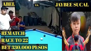 MULING NAGKAHARAP | BET 330,000 PESOS | ABEL CEBU VS JAYBEE SUCAL | RACE TO 22