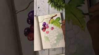 Watercolour Painting Grapes #shorts #shortvideo