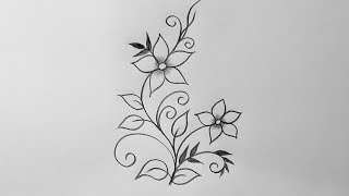 Flower Drawing | Easy Drawing | Embroidery Floral Design | Simple Drawing | Flower Design Drawing 4