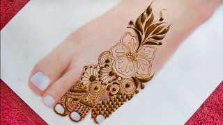 Hibiscus leg Henna design||gulf stylish leg mehndi design||pair ki mehndi design