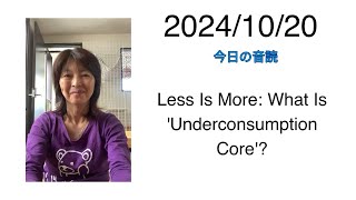 2024/10/20 Less Is More: What Is 'Underconsumption Core'?