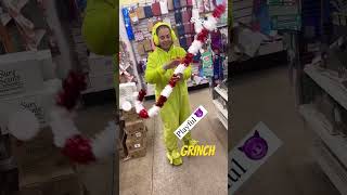 GRINCH GRINCHING AT THE DOLLAR TREE IN GRINCH SLEEPWEAR Perfect for the holidays #grinch #grinchmas