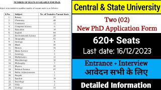 Central & State University 02 New PhD Admission Notification 2023 | PhD Admission 2023 #phd