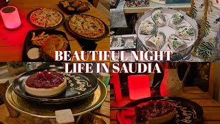 Beautiful night life in Saudi Arabia🌙| trying a new café, shopping and picnic