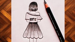 How to draw a beautiful girl ✏️|  bts pencil drawing❤️ |step by step | sketching with fun😊 |