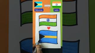 Indian flag 🇮🇳 + Bahamas flag 🇧🇸 ||Independence day drawing #flag #viral #reels #indian #shorts #art