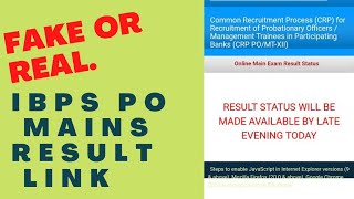 IBPS PO MAINS RESULT LINK OUT || FAKE OR REAL