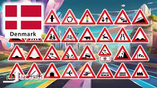 Warning Traffic-Road Signs in Denmark (Copenhagen, Aarhus, Odense, Aalborg, Esbjerg) | English