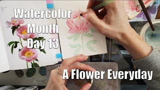 Day 13 World Watercolor Month A Flower Everyday - Peony - Flower Color Guide