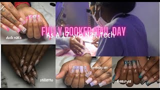 FULLY BOOKED NAIL DAY AS A 17 Y/O NAIL TECH: duck nails, stilletto, freestyle, etc | Lexaa Nailss |