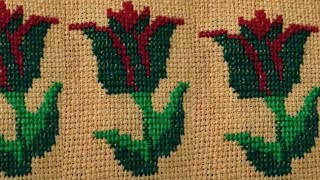 How to make a rose on dusuti clothes cross stitch||डुसुती कपड़ा पर गुलाब का फूल बनाये||☺️☺️👌👌lajavab