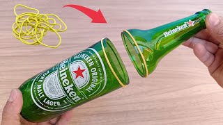 I never thought cutting a glass bottle with a rubber band would be so easy - Amazing