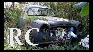 RC. Peugeot 403 et serres à l'abandon.