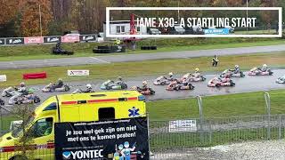 Iame X30 kart at Genk, Home of Champions. A startling start of the race