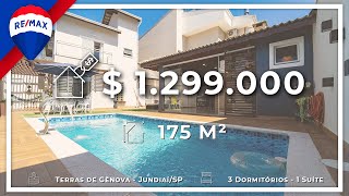 Linda casa com piscina e espaço gourmet, no condomínio Terras de Gênova, Jundiaí