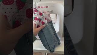 How to sew jeans and fabric together to make a scrunchie #beginner #howto #crafts #smallbusiness