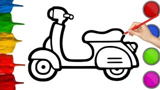 Electric Motorbike Drawing, Painting and Coloring for Kids, Toddlers | Learn How to Draw Easy