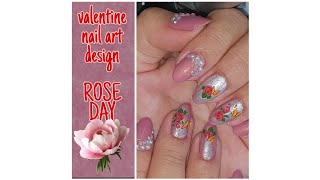 VALENTINE NAIL ART DESIGN / ROSE DAY 🌹⚘🥀