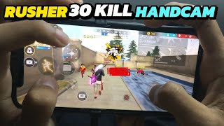 Rusher 30 kill Handcam Iphone 11 Free Fire Gameplay test⚙️Settings HUD+DPI+MACRO | 1 vs 4