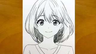 Anime Sketch | How to Draw a Cute Anime Girl Step by Step with Big Eyes