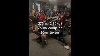 275lb Comp Bench Press @ 16yo 164lbs | 16yo Powerlifter