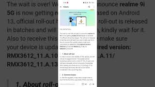 Realme 9i 5G latest update android 13,4.0 roll out start #shorts #realme