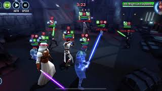 SWGOH Rey without ultimate against JKR, JML with no ultimate