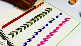 Hand Painted BORDER DESIGNS using FLAT BRUSH|Sarees/Blouses Border Design /Fabric borders designs