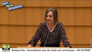 Barbara Pas : motie van vertrouwen 03/10/2020