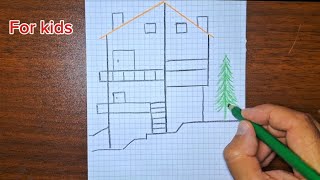 How to easily draw the house /step by step